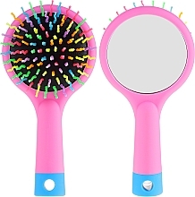 Fragrances, Perfumes, Cosmetics Hair Brush with Mirror, pink - Twish Handy Hair Brush with Mirror Rose Pink