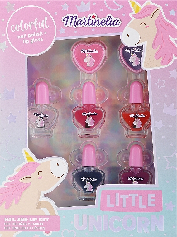 Set, 7 products - Martinelia Little Unicorn Nail And Lip Set — photo N1