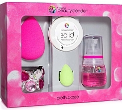 Fragrances, Perfumes, Cosmetics Set - Beautyblender Pretty.Posse (sponge/2pcs. + pedestal/1pcs. + cleaning/30g + solution/18ml)