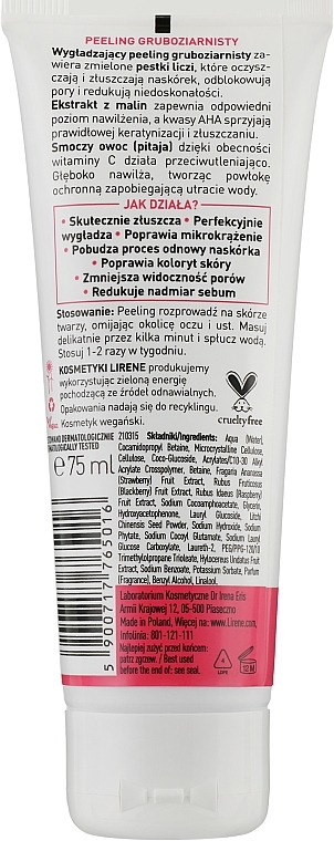 Coarse-Grained Face Peeling "Raspberry & Pitahaya Extract" - Lirene Dermo Program Face Peeling — photo N2