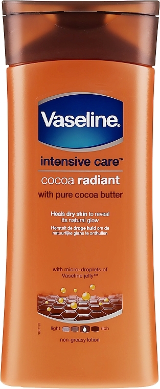 Moisturising Body Lotion - Vaseline Intensive Care Cocoa Radiant Lotion — photo N1