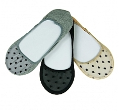 Nylon No Show Socks, 3 pairs, grey/beige/black - Moraj — photo N1