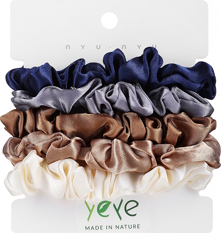 Satin Hair Tie Set, 5 pcs - Yeye №8 — photo N1