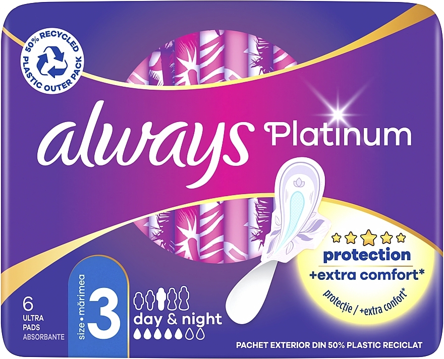 Sanitary Pads, 6pcs - Always Platinum Ultra Night — photo N1