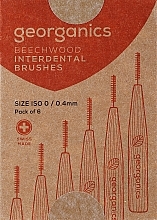 Fragrances, Perfumes, Cosmetics Interdental Brushes, 0.4 mm - Georganics Beechwood Interdental 6 Brushes ISO 0 (0.4mm)