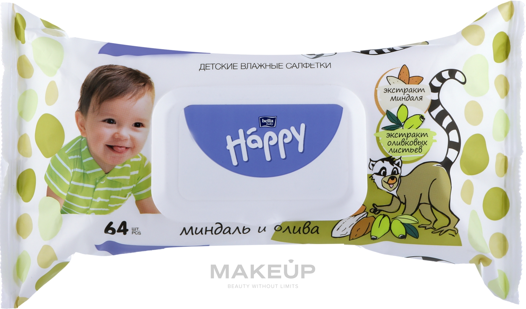 Almond & Olive Oil Baby Wipes - Bella Baby Almond And Olive Wet Wipes — photo 64 szt.