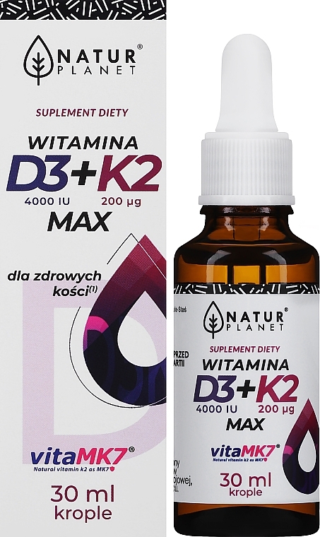 Vitamin D3+ K2 Drops - Natur Planet Suplement Diet Vitamin D3+ K2 Max — photo N2