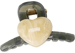 Fragrances, Perfumes, Cosmetics Claw Clip, grey with beige heart - Lolita Accessories