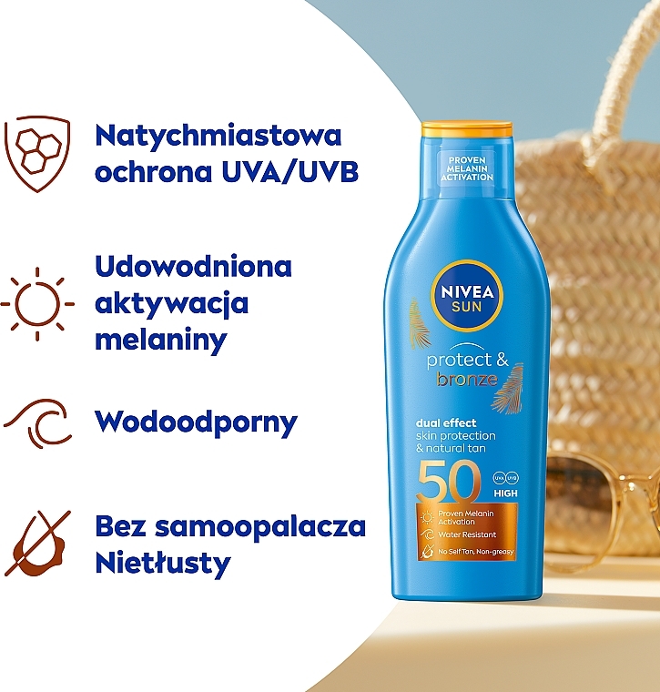 Sunscreen Lotion for Suntan - Nivea Sun Protect & Bronze SPF50 Dual Effect — photo N3