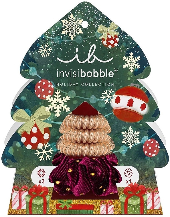 Set - Invisibobble Good Thinks Come In Trees Gift Set (h/elastic/3pcs + h/sprunchie/1pcs)) — photo N2