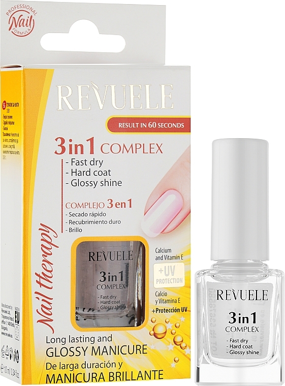 3 in 1 Nail Complex "Drying, Coating, Shine" - Revuele Nail Therapy — photo N2