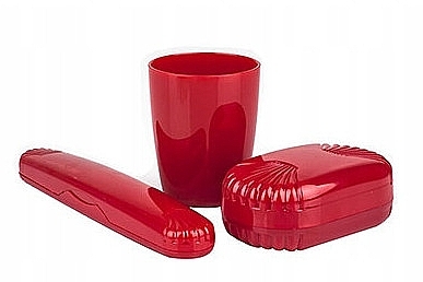 Tourist Set, red - Sanel Comfort II (cup1/pcs + toothbr/case/1pcs + soap/case/1pcs) — photo N1