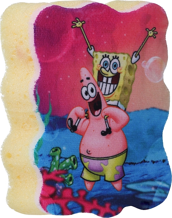 Kids Bath Sponge "Spongebob & Patrick", yellow - Suavipiel Sponge Bob Bath Sponge — photo N1