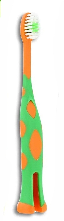 Kids Toothbrush, soft, over 3 years old, orange and green - Wellbee Travel Toothbrush For Kids — photo N1