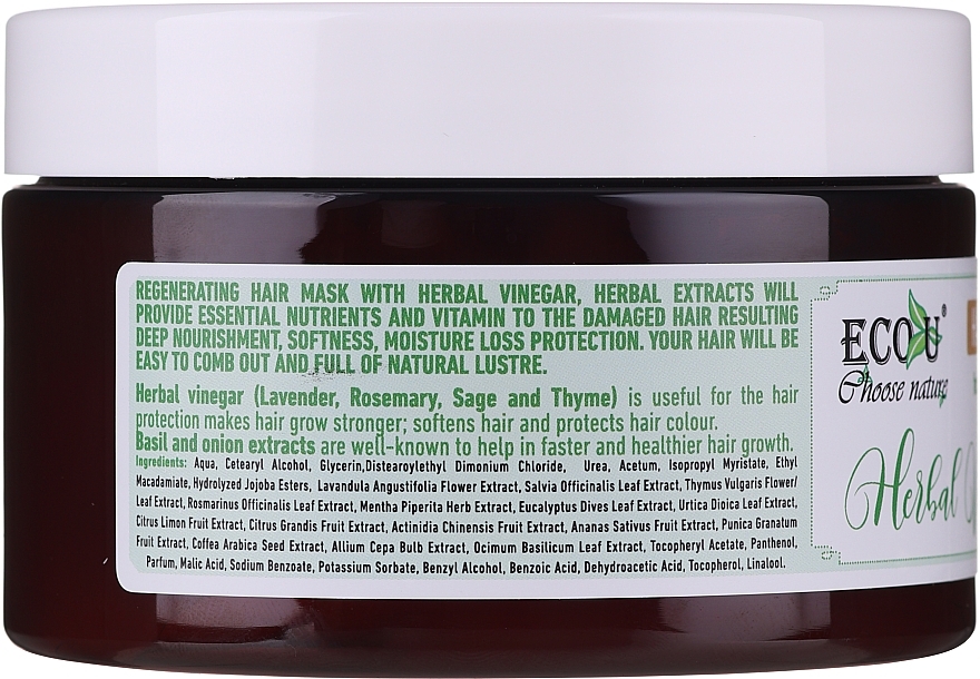 Damaged Hair Mask - Eco U Hair Mask Herbal Vinegar For Damaged Hair — photo N2