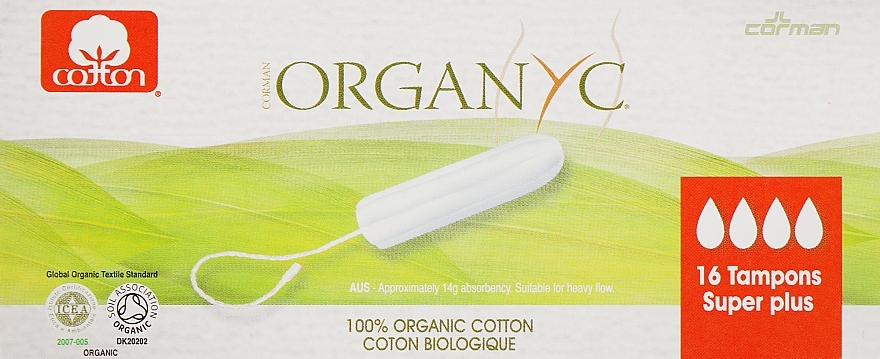 Organic Cotton Tampons, 16 pcs - Corman Organyc Digital Super Plus — photo N3