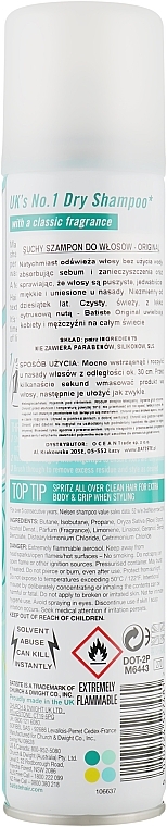 Dry Shampoo - Batiste Dry Shampoo Clean and Classic Original  — photo N3