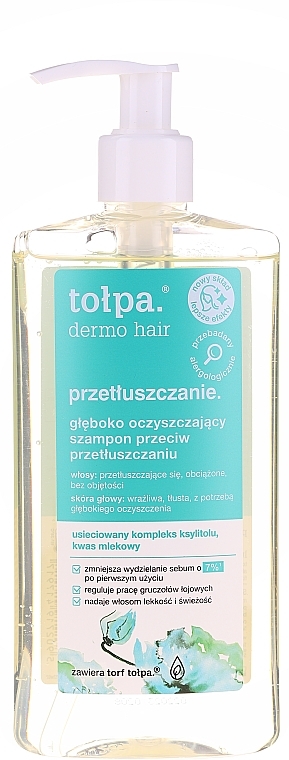 Shampoo for Greasy Hair with Xylitol Complex and Milk Acid - Tolpa Dermo Hair Deep Cleansing Shampoo — photo N1