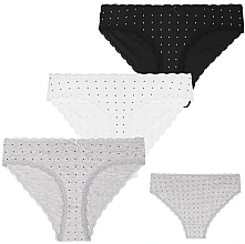 Fragrances, Perfumes, Cosmetics Set of Cotton Women's Lace Panties, 3 pcs, grey + white + black - Moraj