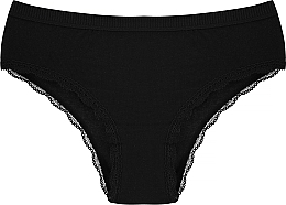 Brazilian Cotton Panties with Lace, black - Moraj — photo N1