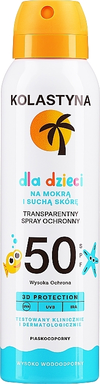 Transparent Kids Sunscreen Spray for Dry & Wet Skin SPF 50 - Kolastyna — photo N1