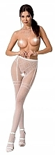 Fragrances, Perfumes, Cosmetics Erotic Tights with Open Access S012, white - Passion