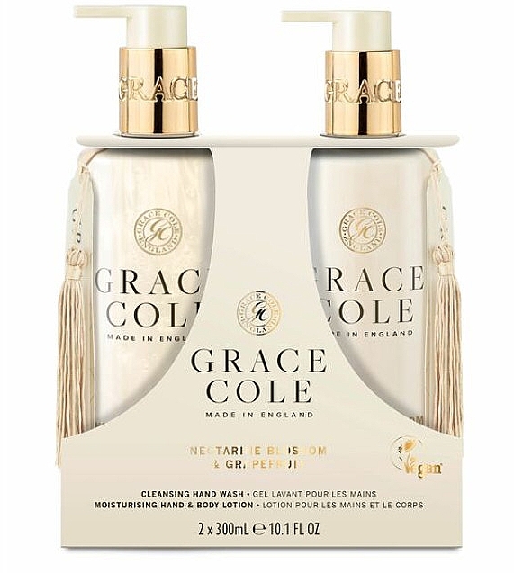 Set - Grace Cole Boutique Hand Care Duo Nectarine Blossom & Grapefruit (h/wash/300ml + h/lot/300ml) — photo N1