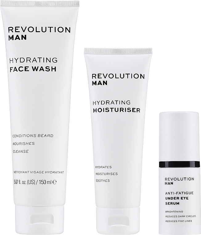 Set - Revolution Skincare Man Hydrate & Wake Gift Set (eye/ser/15ml + f/wash/150ml + f/cr/75ml) — photo N3
