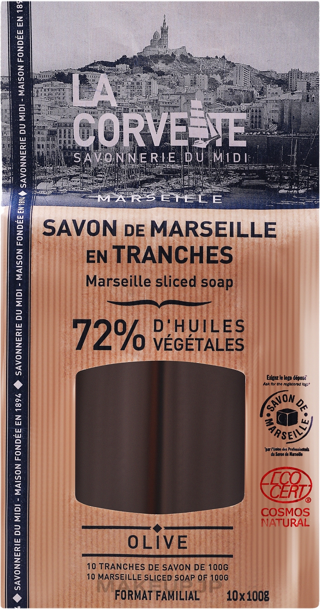 Olive Soap - La Corvette Savon de Marseille Olive Brut 72% — photo 10 x 100 g