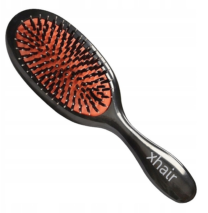 Hair Brush, 22 x 7 cm, with natural boar bristles, black - Xhair — photo N1