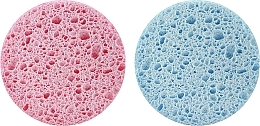 Makeup Remover Sponge, 2 pcs, d 80 mm, pink+blue - Disna Pharma — photo N1
