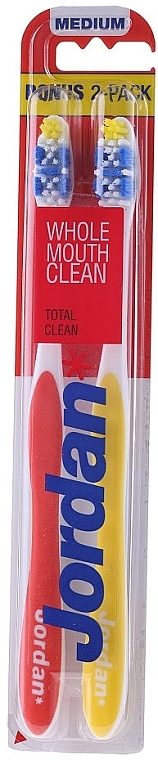 Medium Toothbrush "Total Clean", yellow+red - Jordan Total Clean Medium — photo N1