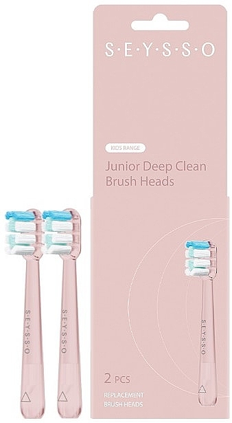 Electric Roothbrush Heads, 2 pcs - Seysso Junior Deep Clean Brush Heads Pink — photo N1