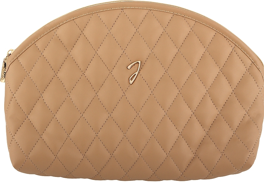 Quilted Makeup Bag, A6112VT CUO, brown - Janeke Large Quilted Pouch leather color — photo N1