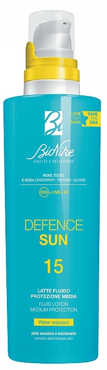Sunscreen Body Lotion - BioNike Defence Sun SPF15 Fluid Lotion Water Resistant — photo N1