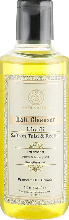 Natural Ayurvedic Shampoo with Indian Herbs "Saffron, Tulsi & Reetha" - Khadi Natural Honey & Lemon Juice Hair Cleanser — photo N1