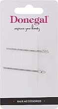 Fragrances, Perfumes, Cosmetics Hair Pins FA-5692, 2 pcs, silver with small crystals - Donegal