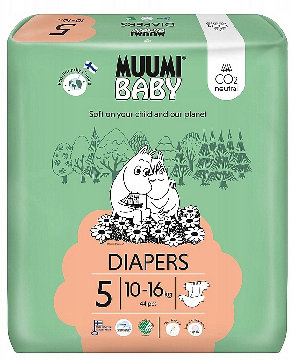 Diapers, Size 5 (10-16 kg), 44 pcs - Muumi Baby — photo N1