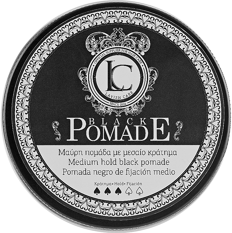 Men Hair Styling Black Pomade - Lavish Care Black Pomade Medium Hold Black — photo N1