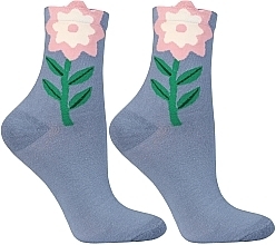 Fragrances, Perfumes, Cosmetics Women Socks with Flower CSL200-923, blue - Moraj