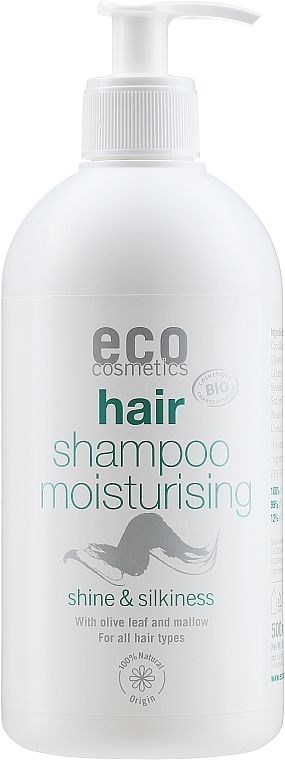 Moisturizing Olive & Mallow Shampoo with Dispenser - Eco Cosmetics Hair Shampoo Moisturising Shine & Silkiness — photo N3