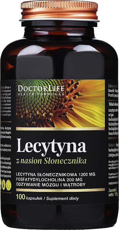 Lecithin Dietary Supplement, 1200 mg, 100 pcs - Doctor Life Sunflower Lecithin — photo N1