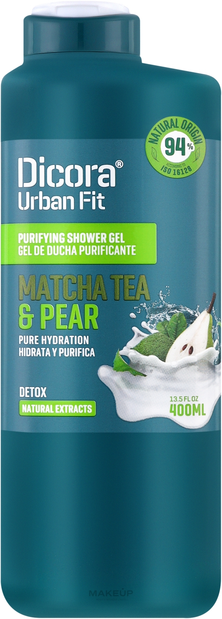 Matcha & Pear Shower Gel - Dicora Urban Fit Purifying Shower Gel Detox Matcha Tea & Pear — photo 400 ml