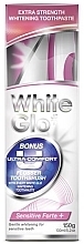 Fragrances, Perfumes, Cosmetics Set - White Glo Sensitive Forte + Extra Strength Whitening Set (t/paste/100ml + t/brush/1 + dental/flosser)