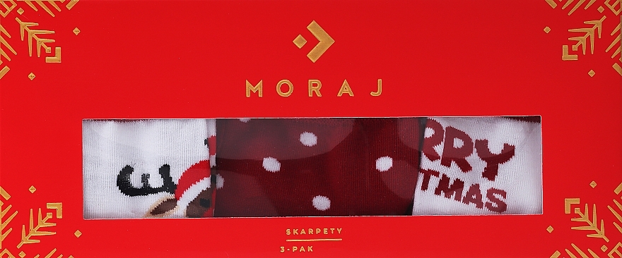 Women's Socks, 3 pairs, Christmas, red and white - Moraj — photo N1