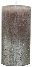 Fragrances, Perfumes, Cosmetics Rustic Metallic Champagne Taupe Cylindrical Candle, 130/68 mm - Bolsius Candle