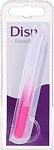 Glass Nail File, 9 cm, white and pink - Disna — photo N1