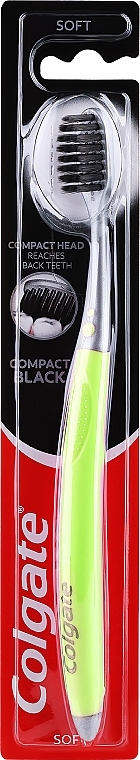 Toothbrush, soft, green and grey - Colgate Compact Black — photo N1