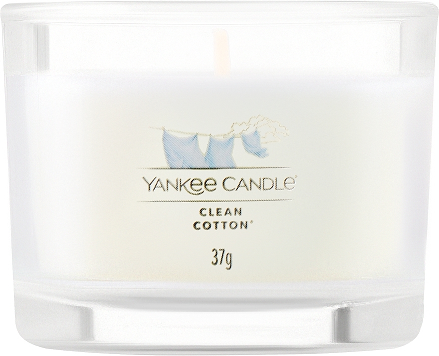 Scented Candle in Glass, mini - Yankee Clean Cotton Candle — photo N1