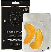 Fragrances, Perfumes, Cosmetics Set - Eclat Skin London 24K Gold & Collagen Hydro-Gel Eye Pad & Sheet Mask Giftset (f/mask/2pcs + eye/pad/3pcs)